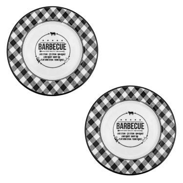 Imagem de Conjuntos De Pratos Churrasco Sobremesa Casal Preto & Branco