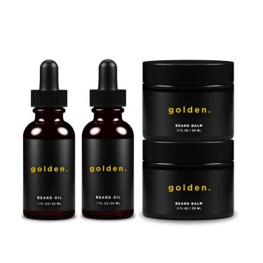 Imagem de Pacote de óleo e bálsamo para barba Golden Grooming para homens 60 ml e 120 ml