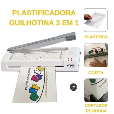 Imagem de Plastificadora A4 E A3 Guilhotina Canteadeira 3x1 Off Paper 127v