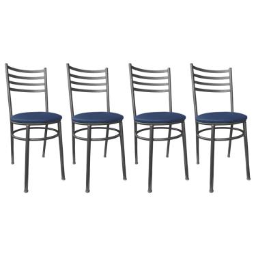 Imagem de Kit Conjunto 4 Cadeiras Para Cozinha Mesa Jantar Bar Lanchonete Restaurante Preta Estofado Oceano