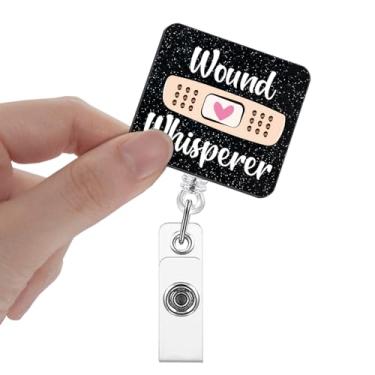 Imagem de Xipromi Carretel de crachá Wound Whisperer retrátil com clipe, suporte de crachá engraçado para médico de cuidados urgentes escolares, presente para enfermeiras WOC