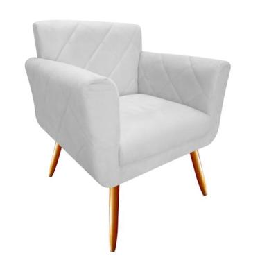 Imagem de Poltrona Decorativa Sabrina Couro Branco Pés Madeira Ms Decor - Mansão
