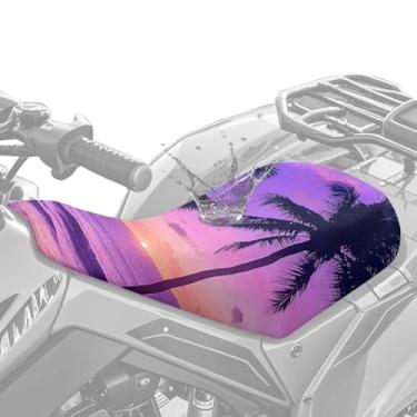 Imagem de DBBXHZJY Capas de assento para quadriciclo roxo pôr do sol capa universal resistente à água serve para esportistas | rancheiro | capataz | Scrambler | Kodiak | Polaris Scrambler etc