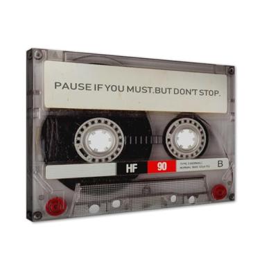 Imagem de Novatique Arte motivacional de parede em tela de escritório vintage fita cassete impressão de imagem pausa se você precisar, mas não pare, arte inspiradora para quarto sala de estar, 30 x 40 cm