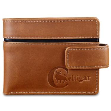 Imagem de Carteira Masculina De Couro Antifurto Bloqueio RFID RG CNH - Celtigar,