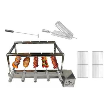 Imagem de Kit Grill Giratório 5 Espeto Inox Completo Lado Direito - infinity gri