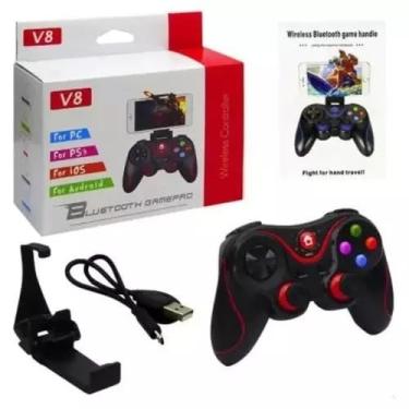 Imagem de Controle de jogo Gamepad V8 Celular Joystick Wireless Android PC Bluetooth (Vermelhor e Preto)