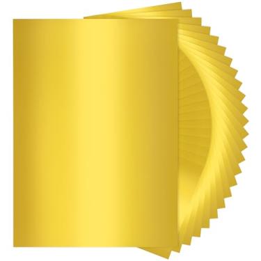 Imagem de 25 folhas de papel cartolina espelho dourado - 250 g/m2 / 92Ib papel refletivo metálico para artesanato, cartolina A4 para projetos faça você mesmo, decoração de festa de aniversário PAP20GD25