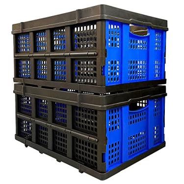 Imagem de Mecbellor Caixas de armazenamento de plástico dobráveis – cestas empilháveis e dobráveis, 1,73 metro cúbico para casa, escritório e garagem (conjunto de 2)
