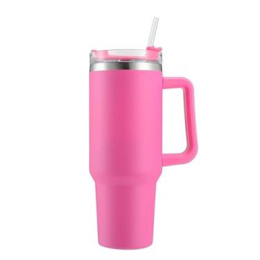 Imagem de Copo Térmico Garrafa Térmica com Alça, Tampa e Canudo Aço Inox 1200ml, cores Variadas (Rosa Claro ou Pink)