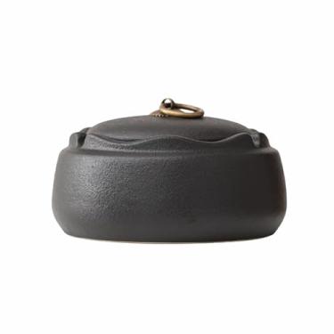 Imagem de Cinzeiros de mesa de cerâmica cinzeiro de mesa clássico retro criatividade bonito à prova de vento para fumar para uso doméstico escritório ornamentos (tamanho: Black E)