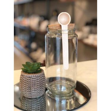 Imagem de Pote Redondo Vidro Tampa De Rolha E Colher De Bambu 1L Lyor