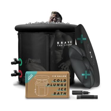 Imagem de Banheira de imersão a frio para banhos de gelo em casa - Banheira de imersão de água fria externa e interna com tampa - Preto fosco Melhor qualidade do material - Banheira de gelo GG para atletas -