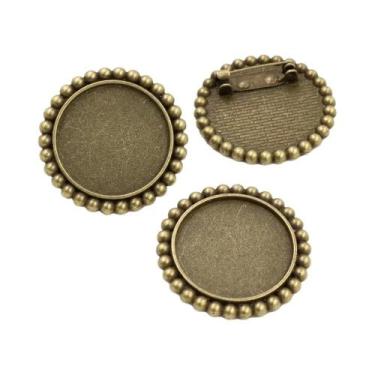 Imagem de Broche de Bronze Banhado a Prata - Estilo Folhas - 5 Peças com Base pa