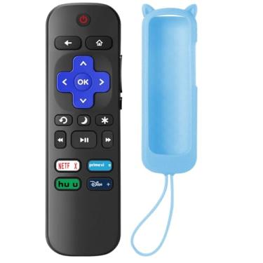 Imagem de SOTATOO Controle remoto de substituição para Roku TV com capa de silicone macio azul, controle remoto universal para Smart TVs TCL/Hisense/Sharp/Philips/Onn Roku Series