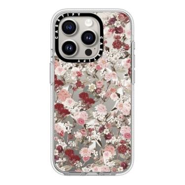 Imagem de CASETiFY Capa transparente para iPhone 15 Pro [não amarela/2 m. Proteção contra quedas de grau militar/compatível com Magsafe] - Vintage Flower Monday - Transparente