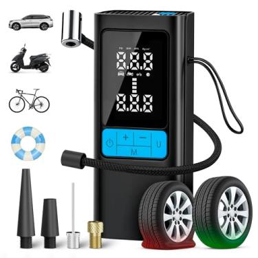 Imagem de Compressor de ar portátil 150PSI, inflador de pneu com visor digital e parada automática, bomba de ar sem fio para pneus de carro, motocicleta, bicicleta, bola - Compressor de ar alimentado por
