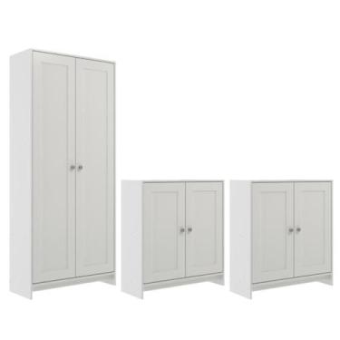 Imagem de Conjunto de Armários Para Área de Serviço Branco 3 Peças CONJ55 Deciba