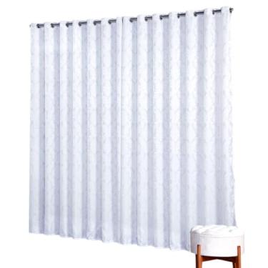 Imagem de Cortina Jacquard Tecido Grosso com Desenho 4,00M x 2,70M para Porta Sala ou Quarto Liso (BRANCO)