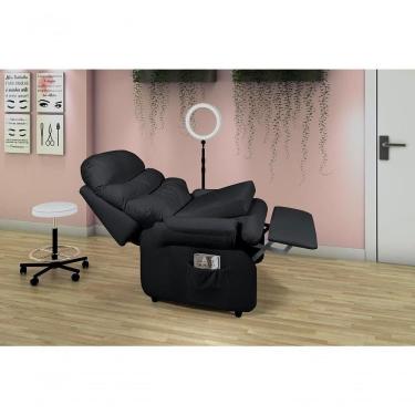 Imagem de Poltrona Reclinável Barão Estética Cílios Lashes Com Assento De Elevação Corano Preto Preto 311