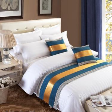 Imagem de Tapete de cama moderno que não desbota lenço de cama de hotel moderno colorido listras decoração de cama protetor de cama macio sem desbotamento toalha de cama para cama de casal queen king size -