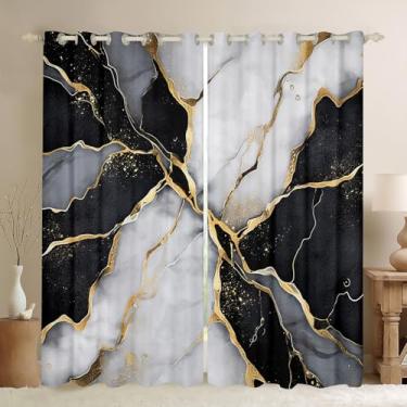 Imagem de Cortinas blecaute de mármore preto 106 cm L L x 232 cm C, cortina de janela de mármore preto e cinza, camisetas femininas para meninos, arte abstrata, arte abstrata, tie dye, gótico, ouro branco