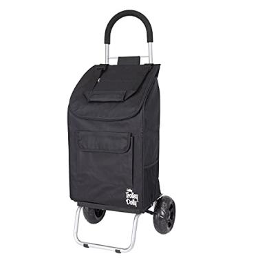 Imagem de dbest products Carrinho de compras dobrável preto Trolley Dolly para mantimentos com rodas e bolsa removível e caminhão de mão pessoal com rodinhas padrão