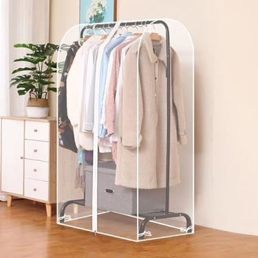 Imagem de TRAGLO Capa para Cabide de Roupas à Prova de Poeira, Capa Transparente para Cabide de Roupas com Zíper, Protetor Impermeável para Guarda-Roupas e Organizador de Cabide(110x50x150cm(43.3x19.7x59in))