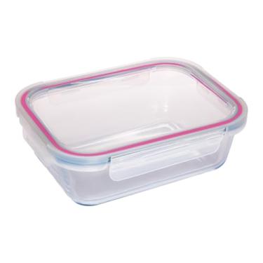 Imagem de Pote Hermético Com Tampa 1520ml Vidro Retangular Premium Marmita Mistura Não Vaza (1520)