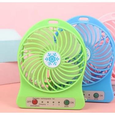 Imagem de Ventilador Portátil Mini De Mão Mesa Recarregavel Usb Led com cabo (P-verd ou azul)