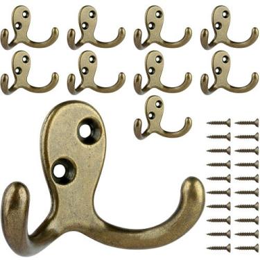 Imagem de Coat Hooks iBosins Heavy Duty Double Pin montados na parede x10