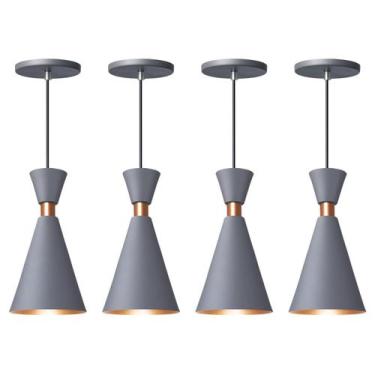 Imagem de Kit 4 Luminária Pendente Mini Pequim 24Cm Balcão Bancada - Iluminar Am