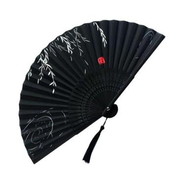 Imagem de Leque Dobrável Com Padrão Japonês Estilo Retrô Para Mulheres, Presente