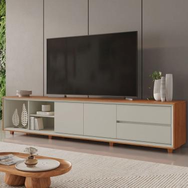 Imagem de Rack para TV Até 75 Polegadas Prime 2 Portas 2 Gavetas Naturallle/Off White - Mavaular