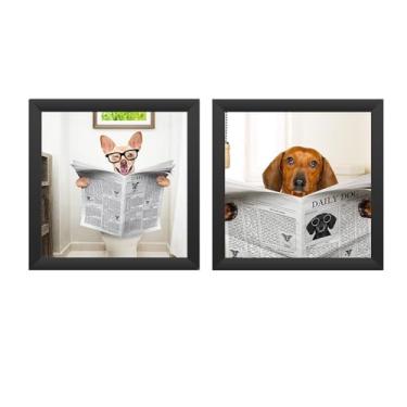 Imagem de kit 2 quadros - banheiro, toalete, lavabo - PETS molduras em madeira, sem vidros - escolha sua opção. (kit 4, Pretas)