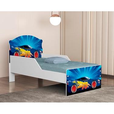 Imagem de Mini Cama Infantil Livia Em MDF Adesivada Personagens Divertida Para Crianças (Mc queen azul 08)