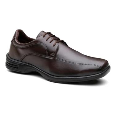 Imagem de Sapato Masculino Ortopédico em Couro Legítimo Anti Stress para Uso Diário com Solado Macio Leve Palmilha Anatômica Ideal para Trabalho Passeios (Marrom, BR, Adulto, Numérico, 42)