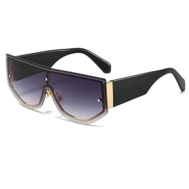 Imagem de Óculos de sol grandes sem aro, femininos e masculinos, sem armação, proteção UV400 (dourado-cinza)