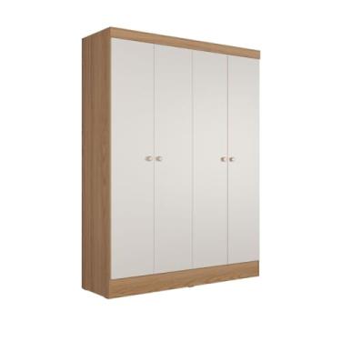 Imagem de Guarda-Roupa 4 Portas Renzo Casal 5 Nichos Quarto (Carvalho Off White)