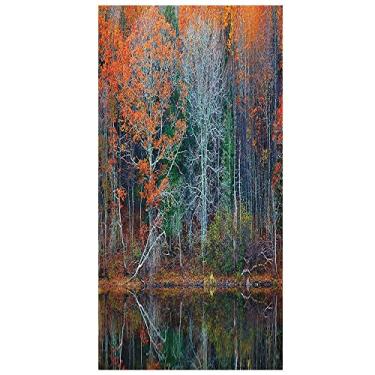 Imagem de Película de privacidade para janela de folhas, janela decorativa 3D, decalques de vitrais, adesivo de janela aderente estática não adesivo, L90 x C 190 cm, marrom e vermelho