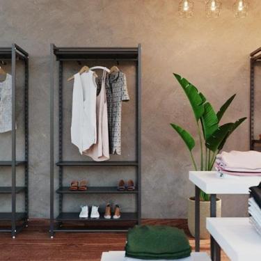 Imagem de Conjunto Estante de 4 Prateleiras de Cremalheira Central e 1 cabideiro