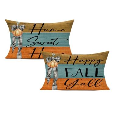 Imagem de All Smiles Capas de almofada para outono ao ar livre, conjunto de 2 capas de almofada decorativas de outono 30,5 x 50,8 cm, bule, abóbora, dia das bruxas, decoração de casa, para pátio, sofá, casa de