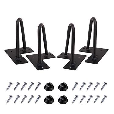 Imagem de MSOBAIW Conjunto de 4 pernas de grampo de cabelo, 20 cm, pernas de mesa de metal DIY perfeitas para armário, guarda-roupa, armários de TV, gavetas, mesa de cabeceira, duas hastes de cetim de 0,9 cm de