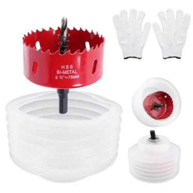 Imagem de Crapyt Serra de furo de 2-7/8" (75 mm) para luzes embutidas, cortador de furo com coletor de poeira para corte de metal de madeira e plástico, conjunto de kit de serra para teto, drywall, orifício de