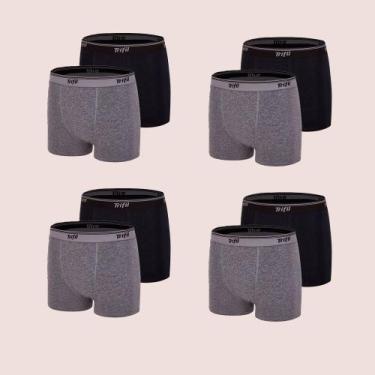 Imagem de Kit 8 Cuecas Boxer Em Algodão Sem Costura Trifil, Mescla, Preto, GG