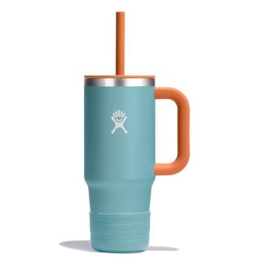 Imagem de Hydro Flask Copo de viagem infantil de 680 g com alça, tampa e canudo para escola - aço inoxidável isolado em azul marinho