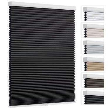 Imagem de Changshade Persianas sem fio blackout para janelas internas, escurecimento de cômodos, favo de mel, célula de 3,8 cm para quarto, banheiro, berçário, preto, tamanho da persiana 80 cm de largura, 182