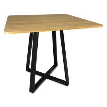 Imagem de Mesa De Jantar Para Cozinha Em aço Estilo Industrial Gizé Tampo Quadra