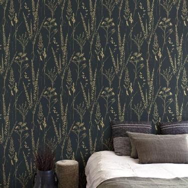 Imagem de Papel De Parede Ciara Folhagem Preto A64203