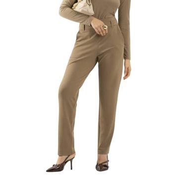 Imagem de Calça Alfaiataria Lunender Slim Em Malha Marrom Tam. P-Feminino